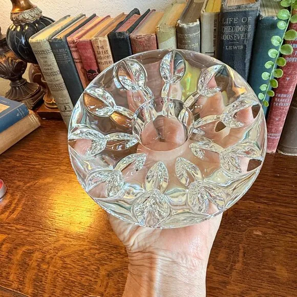 Vintage Signed Miller Rogaska Equinox Snowflake Tea light Holder - Picture 7 of 8